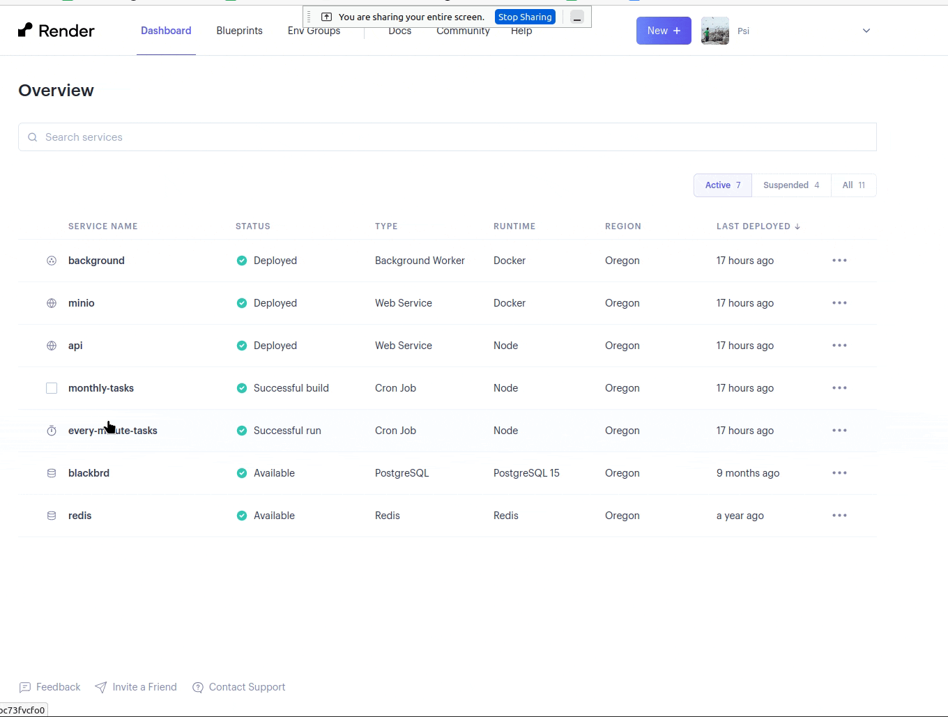 navigating to suspend
